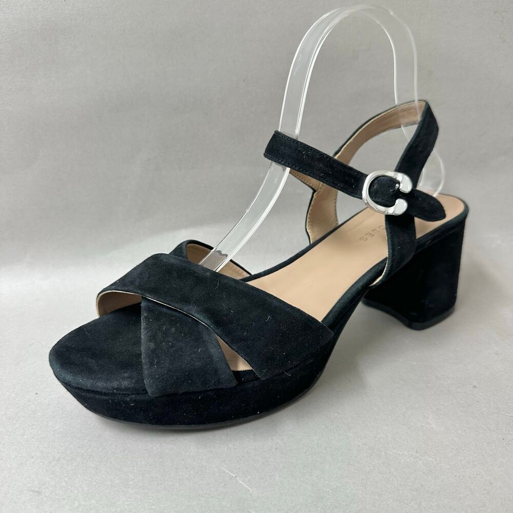 Aerosoles Cosmos Crisscross Platform Sandal in Black Suede Size 9 Block‎ Heel